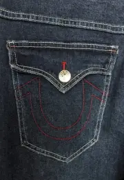 True Religion Geno 38x32 Relaxed Slim Flap Jeans Dark Wash