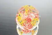 M Design Art Glass Flame Pattern Flower Millefiori Crystal Paperweight