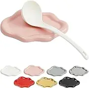 Pretty Jolly Ceramic Spoon Rest for Stove Top Kitchen Spoon Holder for Counter Coffee Spoon Rest Utensil Rest Pink Spatula Rest Cloud Shape Home Decorative 7.68 Inches