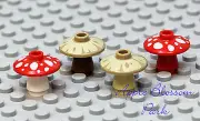 NEW Lego Lot/4 Minifig MUSHROOMS Red & White/Tan & Brown Hobbit Minifigure Plant