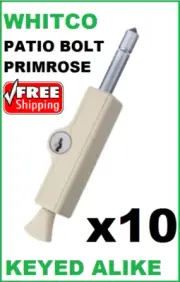 10 x PATIO BOLT WHITCO SLIDING DOOR PRIMROSE LOCKABLE W2206319C4 KEYED ALIKE