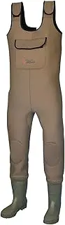 Shakespeare Sigma Neoprene Waterproof Chest Waders with Cleated Sole Boots for Men and Women - for Wading, Fly Fishing, Hunting, Muck Work, Brown