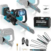 3-in-1 Battery Chainsaw for Makita 18 V, 1000 W, 6 Inch & 8 Inch & 12 Inch Electric Chainsaw, 82 FT/S with Safety Lock, Automatic Oiler, Battery Saw for Use in the Garden and Construction Work (No