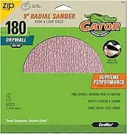 Gator 6424GA Hook and Loop Drywall Sanding Discs Very Fine 180-Grit Radial Sander, 9 Inch, 6 Discs