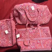 Vera Bradley 3pc Set Hope Toile Pink Floral Travel Bags W/ Tags