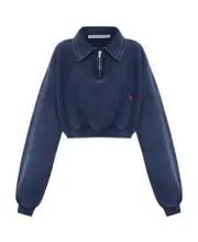 logo-patch cropped sweatshirt L Blue