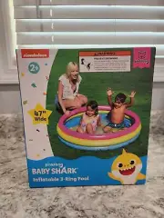 NEW Play Day 3-Ring Pool For Kids Inflatable Yellow Shark.