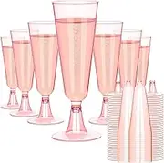 YITONGFU 20 Plastic Champagne Glasses, Pink, Dessert Cups, Plastic, 150 ml, Reusable for Parties, Weddings, Christmas, Halloween (pink1)