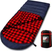 0 Degree Sleeping Bag Cotton Flannel 90*36IN 6.6 Pounds, 0F Navy Right Zip
