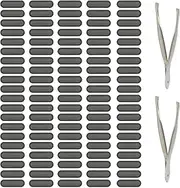 uxcell Phone Dustproof Net Stickers, 100 Pcs Phone Speaker Anti Dust Protector Cover Universal Speaker Mesh Sticker with Tweezer for Mobile (0.63"x0.2"), Black