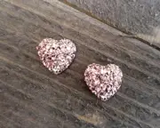 4 Druzy Cabochons Flatbacks Heart 13x12 Faux Druzy Quartz Rose Gold Pink