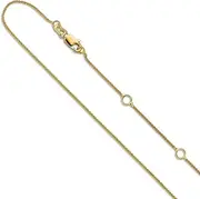 [JewelryWeb] 10k Solid Yellow Gold .8mm Teen Spiga (wheat) 3 Centimeters + 3 Centimeters Adjustable Chain Necklace 41 Centimeters Chain-Necklace for Women and Men