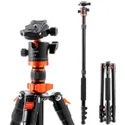 K&F CONCEPT 68.9in Foldable Tripod Camera Stand with Ball Head 10kg/22lbs Load Capacity Aluminum Alloy Portable Tripod Stand Detachable Lightweight T