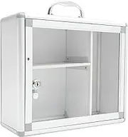 Ipetboom Portable Wall Mounted Medicine Box Aluminum Alloy Locking Storage Case for Home Organization Visible Medicine Storage Multi Purpose Container for Household Necessities