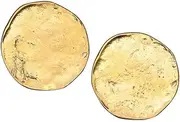 [Kenneth Jay Lane] Satin Gold Coin Clip-on Button Earrings