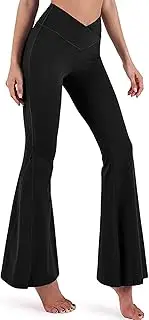 [BBXWANG] Cross Waist Flared Leggings Elasticated Waist Yoga Pants for Women Bootcut Flared Trousers for Casual Sports