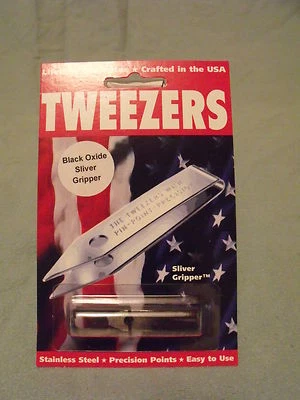 Uncle Bill's Sliver Gripper TWEEZER, Keychain - Black Oxide - EDC/Survival Tool