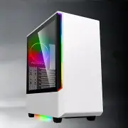 White Coat Gaming Case GX Paladin Full ATX Computer PC Tempered Glass RGB fan