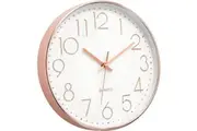 Degree Quartz Modern Wall Clock Non-Ticking Rose Gold White Home Decor 30cm