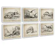Dinosaur Nursery Decor set of 6 unframed wall art prints