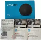 NIB Echo Dot 4th Gen Smart speaker with Alexa & 6 Qty. New Smart Bulbs Charcoal