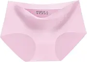[FARZAH] 3Pcs Women Mid Waist Soft Ice Silk Seamless Lingerie Briefs Underwear Panties Hipster Underpants (Color : Pink, Size : X-Large)