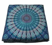 35" Blue Peacock Mandala Square New Floor Pillow Case Indian Cushion Bed Covers