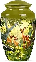 Deer Urns for Human Ashes - Cremation Urns for Human Ashes Adult Man & Women - Green Memorial Urn for Female - Funeral Burial Decorative Urn for Ashes Adult Male 10 Inch