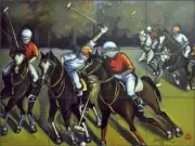 PoloTile Backsplash Jann Harrison Horse Art Ceramic Mural JHA014