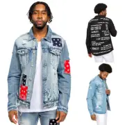 Victorious Men's Who I Am And Bandana Paisley Patch Denim Jacket DK195 & DK213