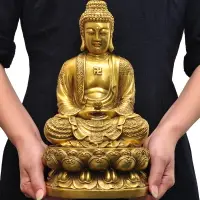 在飛比找樂天市場購物網優惠-黃銅釋迦牟尼佛佛像擺件大日如來佛祖佛陀佛居家供奉佛像佛教用品