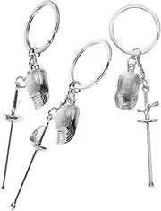 NULYLU 3pcs Fencing Keychain Fencing key Sports Charms for Jewelry Making Fencing Keyring Fencing Epee Keychain Fencing Event Fencing Key Chain Fencing Trinket Fencing Charm