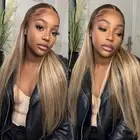 Ombre Highlight Ash Blonde Lace Front Wigs 13x4 HD Straight Lace Front Wigs P...