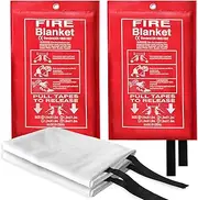 LIZMOF Emergency Fire Blanket, Fire Extinguishers for Heat Insulation, Prepared Fire Blankets Emergency for Home, Kitchen, School, Warehouse, Car, Fireproof Retardant Protection 40 x 40 inch, 2 Pack