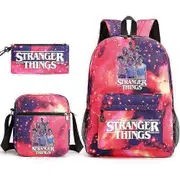 Stranger Things Backpack Three-Piece Set Student School Bag Canvas Bag