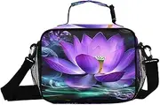 Purple Floral Closeup Insulated Lunch Box for Women Men - Ideal for Work, Picnics - Includes Adjustable Shoulder Strap