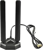 BOOBRIE WiFi 6E Tri-Band High-Gain WiFi Antenna Magnetic Base 2400-2500/5150-5850/5900-7125MHz with Dula1.5M RP-SMA Connector RG174 Cable for PCI-E Wireless Router Hotspot Network Range Extender
