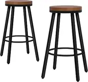ALFORDSON 2X Bar Stools Retro Kitchen Vintage Dining Chair Industrial Wooden Counter Bar Chair Backless Barstools with Footrest in 67cm Seat Height Dining Room Counter Home Bar (Rocio Black)