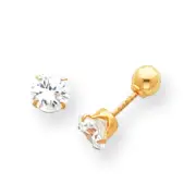 14K Yellow Gold 5mm CZ Reversible Ball Stud Earrings Madi K Children's Jewelry