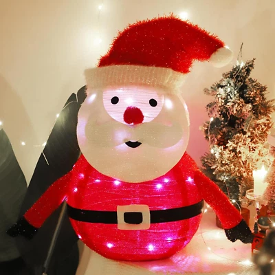 Christmas Decoration Santa Claus Decor, 2Ft Pre-Lit 45LED Light up Collapsible S