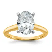 14k Two-tone 2 1/2 Ct. Lab Grown Diamond VS/SI+ G+ Oval Solitare Engagement Ring
