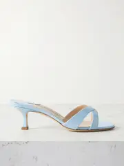 [Manolo Blahnik] Manolo Blahnik - Callamu 50 Patent-leather Mules - Light blue - IT40.5 IT 40.5 Blue