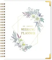 Wedding Planner Book for The Bride Wedding Planning Organizer with 5 Tabbed Sections 11.4x9.4in Hardcover with Metal Corner and Elastic Closure Band Floral Recording Notebook Binder Perfect