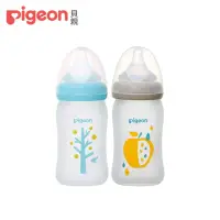 在飛比找momo購物網優惠-【Pigeon 貝親】矽膠護層寬口玻璃彩繪奶瓶160ml(2