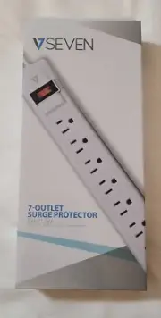 VSeven 7-Outlet Surge Protector, 12 Ft Cord, Electronic Outlet, NIOB