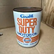 "Gulf" Super Duty Motor Oil Plastic Can Old Gas Full NOS Texas