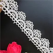 3 Metres Soluble Polyester Guipure Floral Lace Edge Trim Ribbon, 3cm Wide, Vintage Elegant White Trimming Fabric for Wedding Dresses Embellishment, Bridal Gowns, DIY Craft Ribbon Clothes Accessories