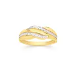 9ct Gold Two Tone Diamond-cut Wave Dress Ring