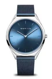Bering Ultra Slim 39mm Blue Mesh Watch 17039-307
