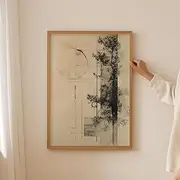 [hohadoi] Modern Antique Japandi Wall Art Vintage Style Geometric Poster Minimalist Design Japanese Decor Living Room Gallery Wall Prints